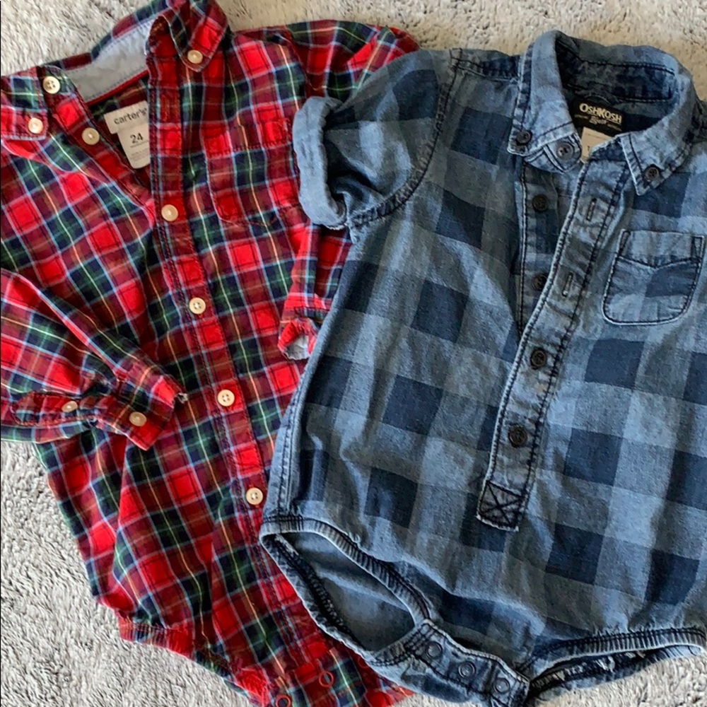 Long-Sleeve Bodysuit Flannel Shirts 18M & 24M